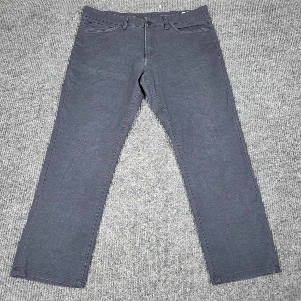 English Laundry Mens Dark Grey Stretch Cotton Blend Straight Leg Pants 38x29